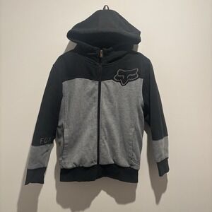 Fox Racing Sasquatch  Zip‎ Up Hoodie Black  Women Large Faux Fur Lined Hood y2k